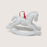 Vintage Dept 56 White Porcelain Rocking Horse Ornament