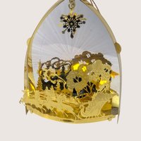 Vintage Laser Cut Metal Santa Sleigh Bulb Cover Ornament