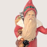 Vintage Ceramic Santa with Puppies Handpainted Figure