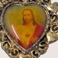 Vintage Sacred Heart Jesus Metal Pendant