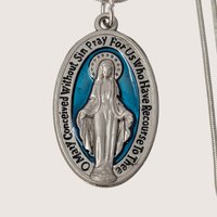 Vintage Miraculous Medal Mary Pendant Necklace