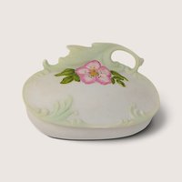 Vintage Ceramic Trinket Box with Pink Flower