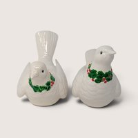Vintage Fitz And Floyd Ceramic Christmas Dove Candle Holders