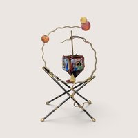Vintage Metal Sculpture Spinning Dreidel Judaica Art