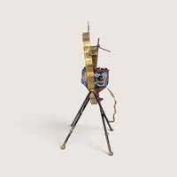 Vintage Metal Sculpture Spinning Dreidel Judaica Art
