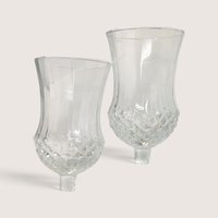 Vintage Clear Glass Peg Votive Candle Holder Pair