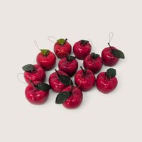 Vintage Set Of 12 Red Apple Christmas Ornaments