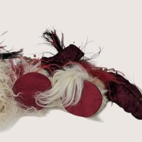 Vintage Set Of 3 Santa Head Feather Hat Ornaments Shelf Sitters