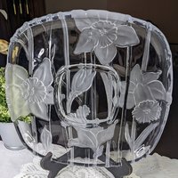 1989 Crystal Clear Studios Narcissus Serving Platter Etched Daffodils