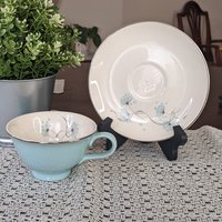 Vintage 1958 Taylor Smith Blue Dandelion Cup and Saucer Set