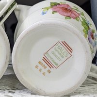 Hall's Superior Kitchenware Quality Pink Petunia Sugar & Creamer