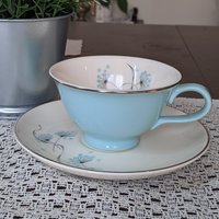 Vintage 1958 Taylor Smith Blue Dandelion Cup and Saucer Set