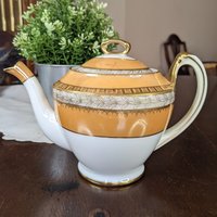 1918 Antique Noritake Teapot & Lid - Amber Pattern