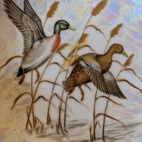 Vintage Royal Crown Ashtray Mallard Duck Iridescent 8”