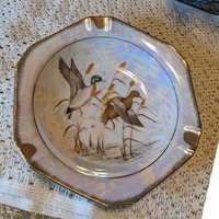 Vintage Royal Crown Ashtray Mallard Duck Iridescent 8”