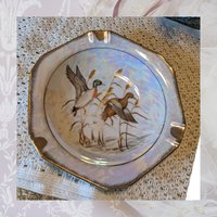 Vintage Royal Crown Ashtray Mallard Duck Iridescent 8”