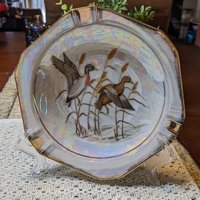Vintage Royal Crown Ashtray Mallard Duck Iridescent 8”