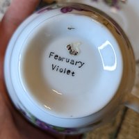 Vintage Bone China February Violet Tea Cup and Saucer