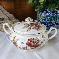 Johnson Bros Windsor Ware Floral Sugar Bowl with Lid