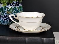 Vintage 1958 Gold Gilded Royal Worcester 'Saguenay' Tea Cup & Saucer