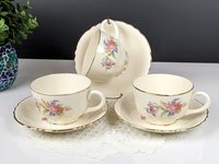 Set of 3 Wayside Vintage Homer Laughlin, Cunningham & Pickett Wayside Cups and Saucers