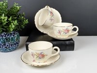 Set of 3 Wayside Vintage Homer Laughlin, Cunningham & Pickett Wayside Cups and Saucers