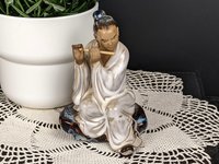 Vintage Chinese Shiwan Scholar Playing Flute Figurine
