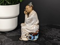 Vintage Chinese Shiwan Scholar Playing Flute Figurine