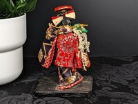 Pair of Vintage Small Wooden Geisha Figurines