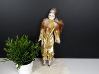 Vintage Porcelain Doll in Gold