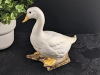 Vintage Porcelain Goose Statue, Decorated by Hand