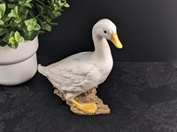 Vintage Porcelain Goose Statue, Decorated by Hand