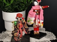 Pair of Vintage Small Wooden Geisha Figurines