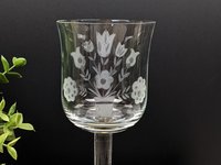 Set of 4 Vintage Etched Wine Glasses Made in Holland