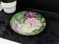 Reticulated Plate with Pink Roses on a Green Background