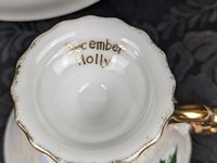 Vintage Ucago December Holly Tea Cup and Saucer Set