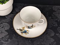 Vintage Bereuther Waldsassen Tea Cup and Saucer with Blue Grosbeck Design