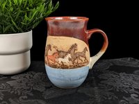 Vintage Otagiri Pottery Mug with Horses