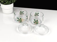 Pair of Vintage Indiana Glass Snack Jar Holly Covered Candy Jars
