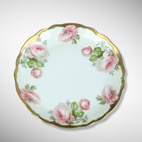 Prince Regent Bavaria Floral Salad Plate with Pink Flowers and Gold Rim