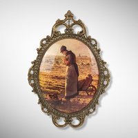 Pair of Vintage Praying Settlers Framed Pictures