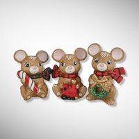 Trio of Homco Christmas Mice Figurines Choose Between 5210 and 5405
