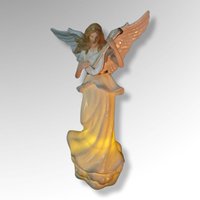 Angel Playing Mandolin Light Up 12 1/2" Statue
