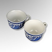 2 Vintage Johnson Bros Blue Willow Cups