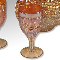 Imperial Glass Decanter and 5 Cups - Rich Fire & Iridescent Beauty