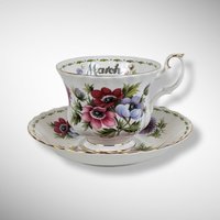 Royal Albert Anemones March Tea Cup and Saucer