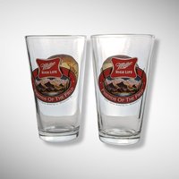 Pair of 2001 Miller High Life Friends of the Field Glasses with Deer