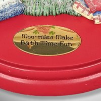 2001 Enesco Resin Moo-Mies Make Bath Time Fun Figurine with Base