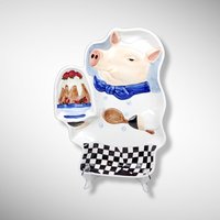 Boston Warehouse Chip and Dip French Pig Chef Serving Tray