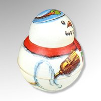 1981 Bristol Ware Snowman Collectible Metal Container